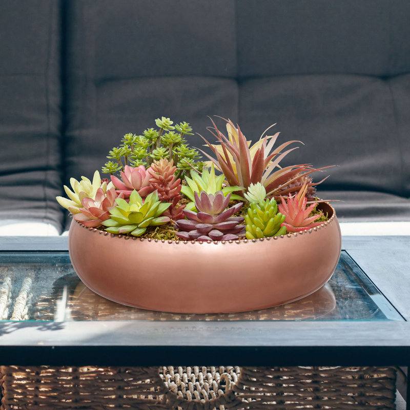 Metal Pot Planter, Copper Tone
