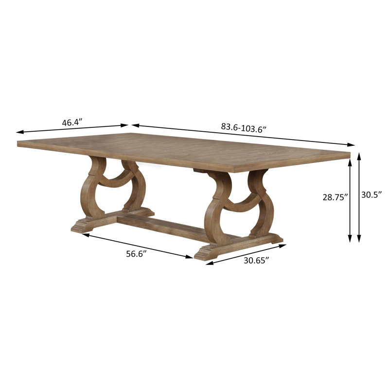 Chirata Extendable Trestle Dining Table in Brown