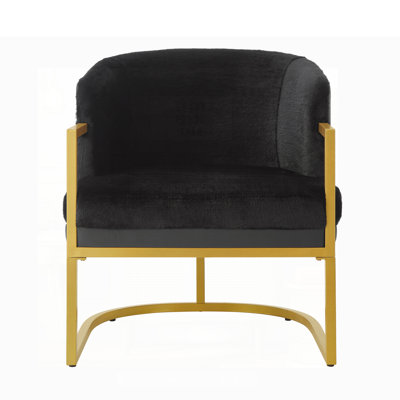 Modern Concetta Cozy Armchair Upholstered Reading Chair with Gold Metal Frame for Living Room, Bedroom, or Office