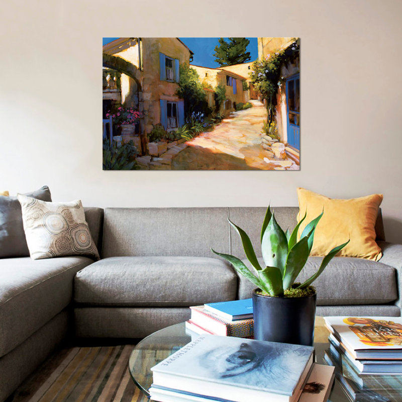 « village », impression sur toile, H 8 po x l 12 po x P 0,75 po