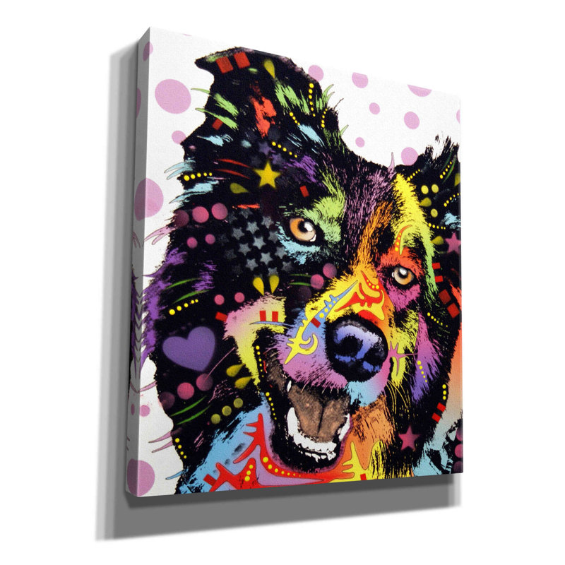 «Border Collie 1» par Dean Russo, estampe numérique sur toile, H 30 po x l 26 po x P 1,5 po