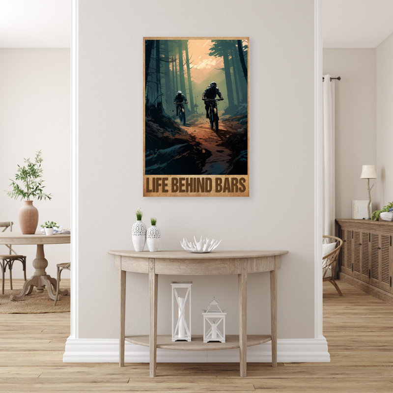 Janessia Mountain Biking Life Be derrière Bars - 1 pièce, reproduction d'art graphique sur toile tendue