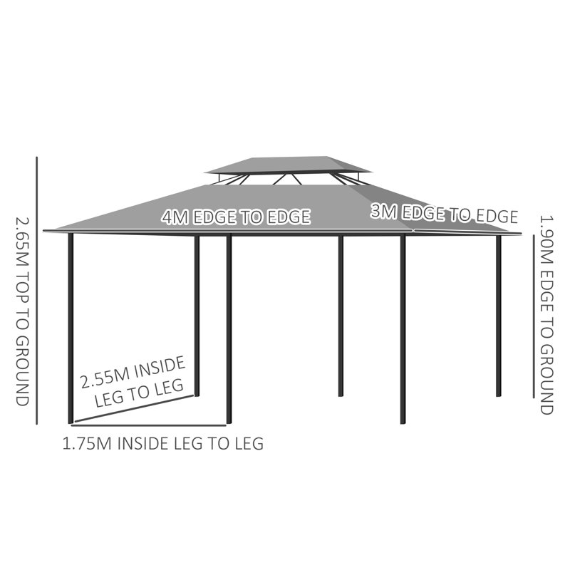 Achante 3m x 4m Metal Patio Gazebo