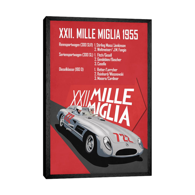 Mille Miglia XXII by Mark Rogan - Print on Canvas, Black Framed, 66.04cm H x 45.72cm W x 3.81cm D