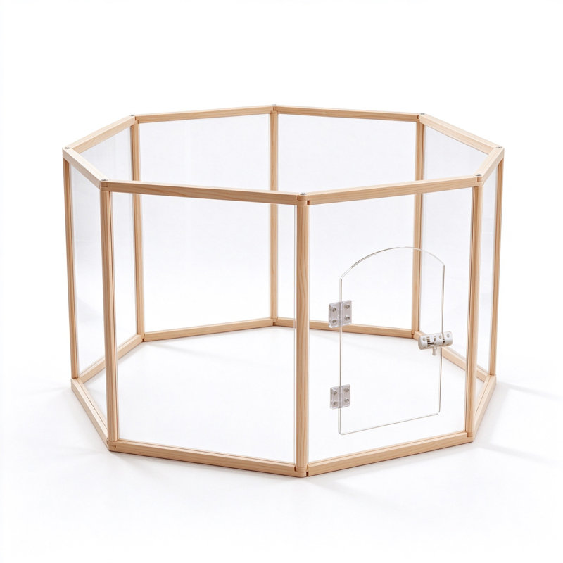 8-Panel Indoor Dog Playpen With Modular Panels And Wood Frame
