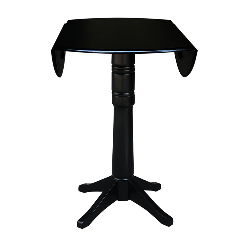 Extendable Round Solid Wood Dining Table, Black