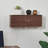 18.90" Minimalist Brown Walnut Solid Wood Wall-Mounted WiFi Storage Box, Wall Socket and Cable Hiding Shelf