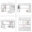 Lit mezzanine double avec bureau et tablettes, deux tiroirs intégrés, escalier de rangement-1019544084