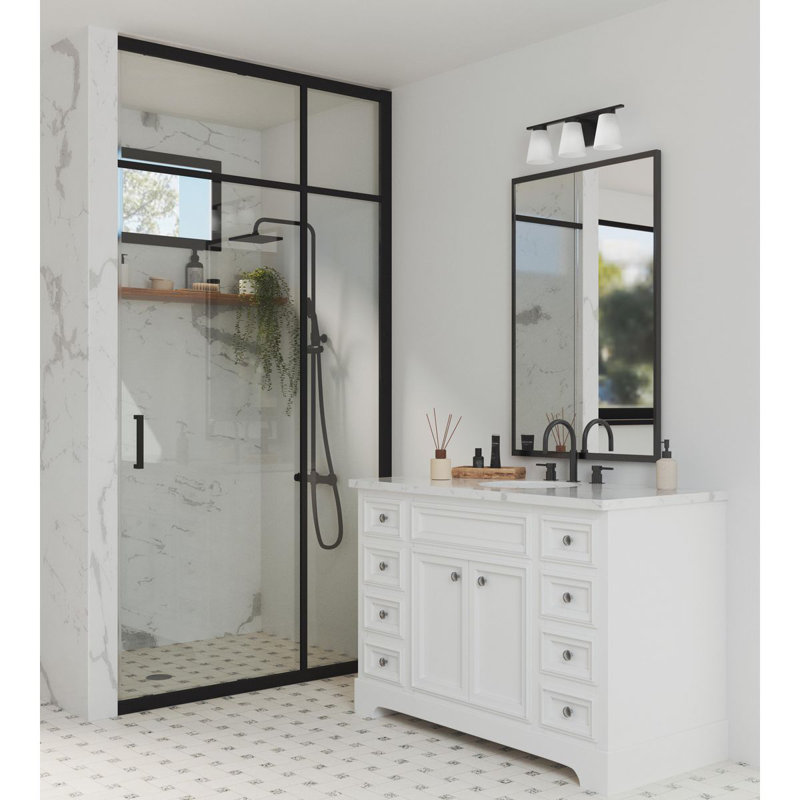 Éclairage pour meuble-lavabo transitionnel à trois lumières, Noir mat