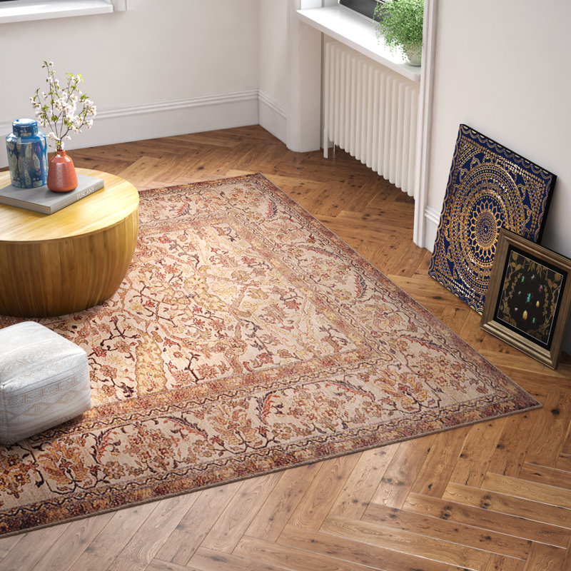 Tapis unique sable, beige et rouge de 8 pi x 10 pi 2 po One-of-a-Kind