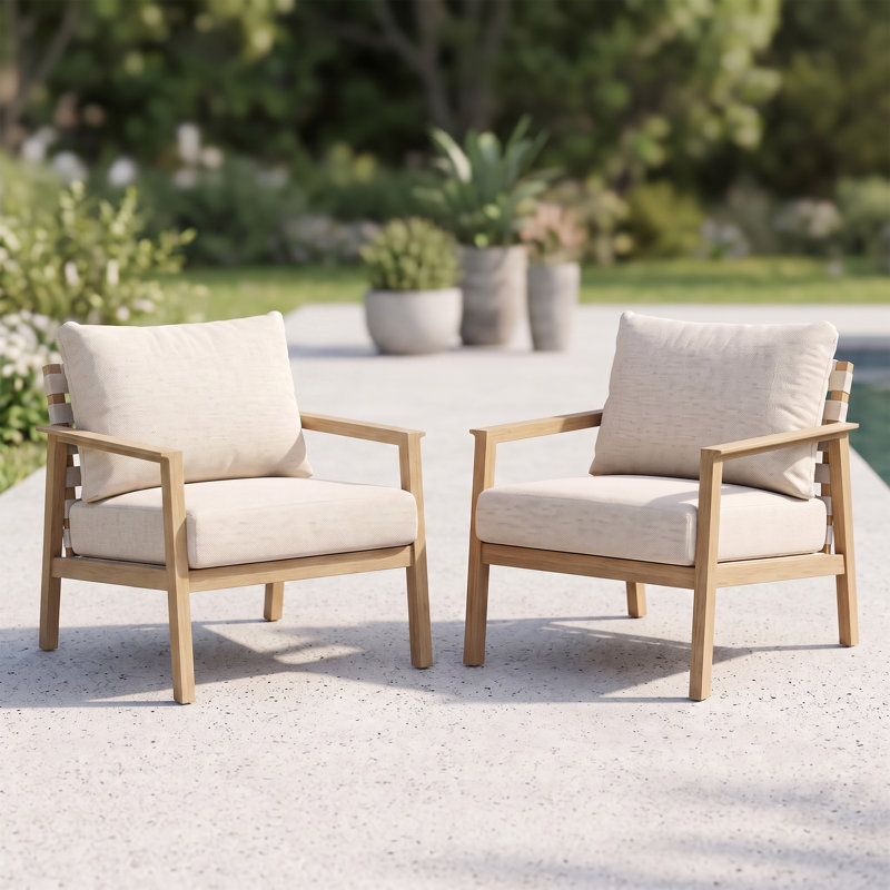 Chaise longue d'extérieur en aluminium avec finition grain de bois, dossier tissé en textilène et coussins