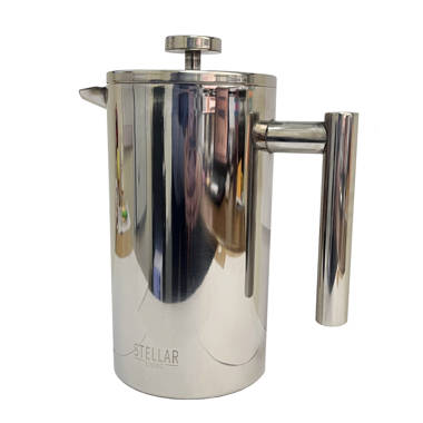 Belwares French Press Coffee Maker, Double Wall Stainless Steel with Extra Filters, 34 oz Black
