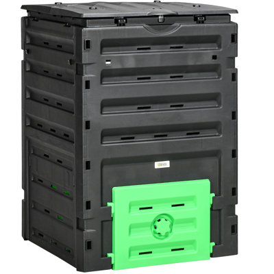 120 Gallon Garden Compost Unit By - , 80 Vents For Nutrient-Rich Compost, 2 Sliding Doors, Stable & Strong, Black Holder Effective Composting, Solid ,