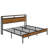 King Size Platform Bed Frame With 2-tier Storage Headboard/ Charging Station,Rustic Brown-98975038-98975039