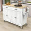 Chariot pour îlot de cuisine avec plateau en bois massif Dashane, tablettes réglables et armoire-453248585