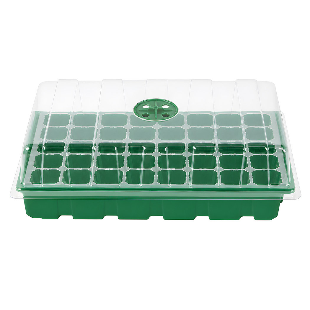 TOQUE Seed Trays 5Pc Clear View With Lids 40 Cell Propagators For Plants Green