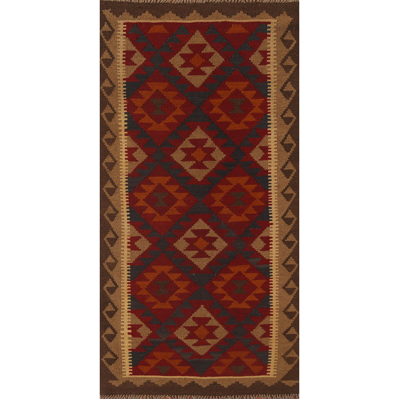 Tapis de marche réversible en laine Kilim 3 x 7
