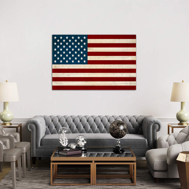 Usa Flag (U.S. Constitution Background) - Print on Canvas, 101.6 cm H x 66.04 cm W x 1.91 cm D, Wrapped Canvas