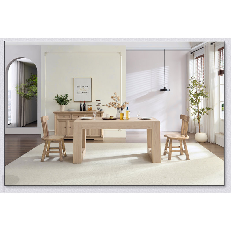 Farmhouse Kitchen Dining Table For 4-6 People, Rectangular Design With Sturdy Legs And Full MDF Trim, Easy Assembly