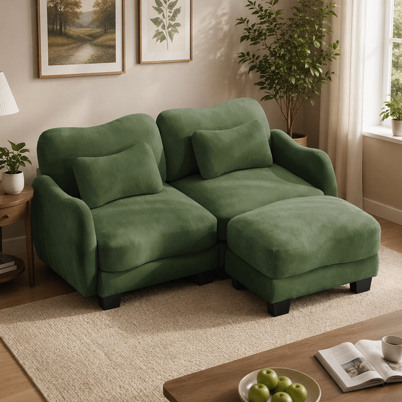 Canapé en L Chenille, Chenille verte