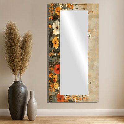 Brown Earth Roots Of Wildflowers I - Miroir mural décoratif floral - imprimé sur métal