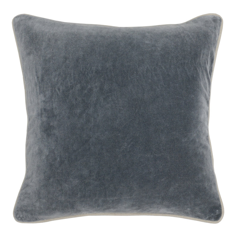 Harriet Cotton Throw Pillow, Square 18", Dark Gray