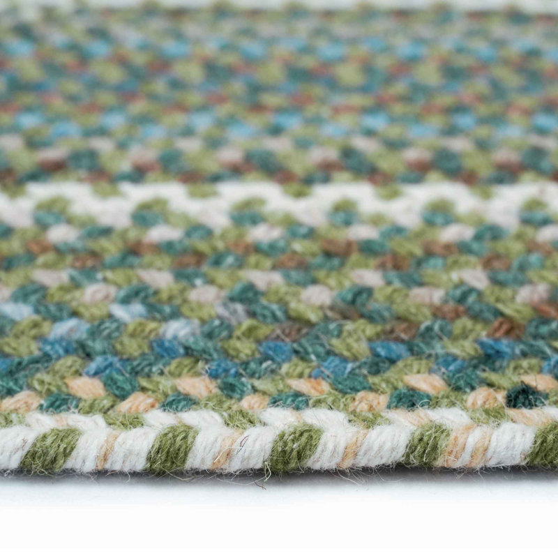 Tapis bleu / brun en laine tressée à la main Phoebe, Ovale 3 pi x 5 pi