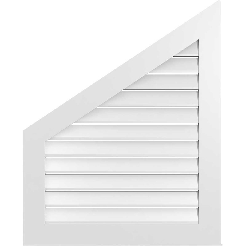 Half Peaked Left Surface Mount Signature Urethane Functional Gable Vent 8/12 Pitch Primed Tan, 40" H x 32" W x 1" D