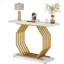 Console, canapé d'entrée en faux marbre avec base en métal géométrique, table de canapé derrière