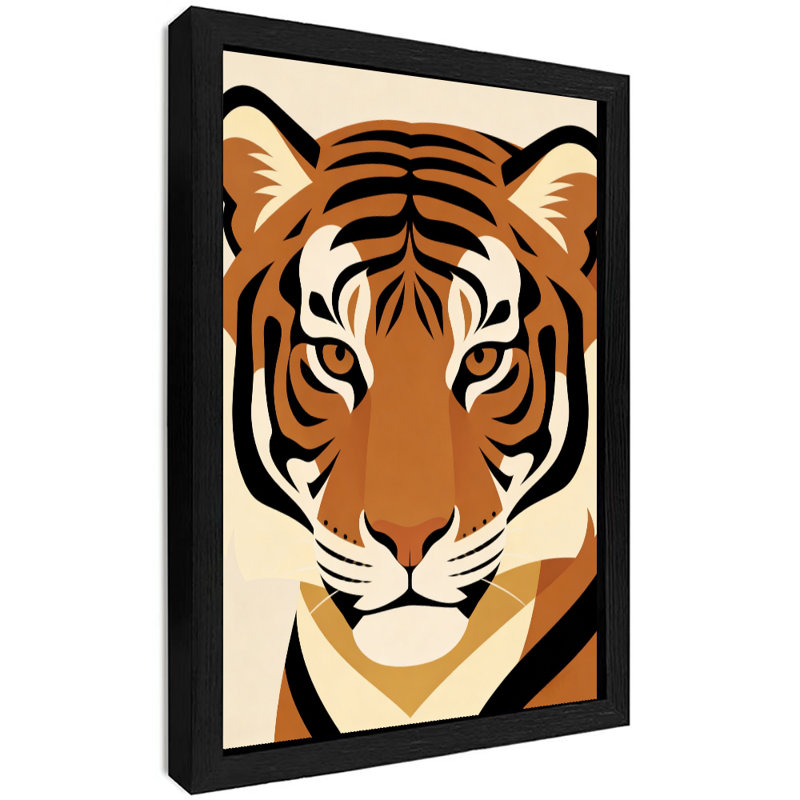 Art mural rétro noir avec tigre audacieux, impressions de style rétro, H 17 po x l 13 po