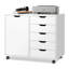Classeur latéral Cambrie de 79 cm de large avec roulettes verrouillables, meuble en bois pour imprimante, idéal pour le bureau à domicile, classeur blanc avec tablette réglable-824637507