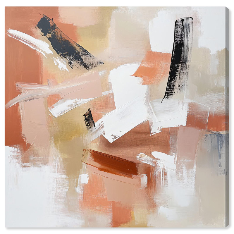 «Rose and Rust III», toile rustique abstraite par Art Remedy, H 12 po x l 12 po, Toile tendue