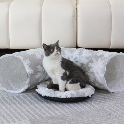 Cat Tunnel With Cat Bed For Indoor Cats, Multifunctional Cat Playground Toys Hideplace For Small Medium Large Cats