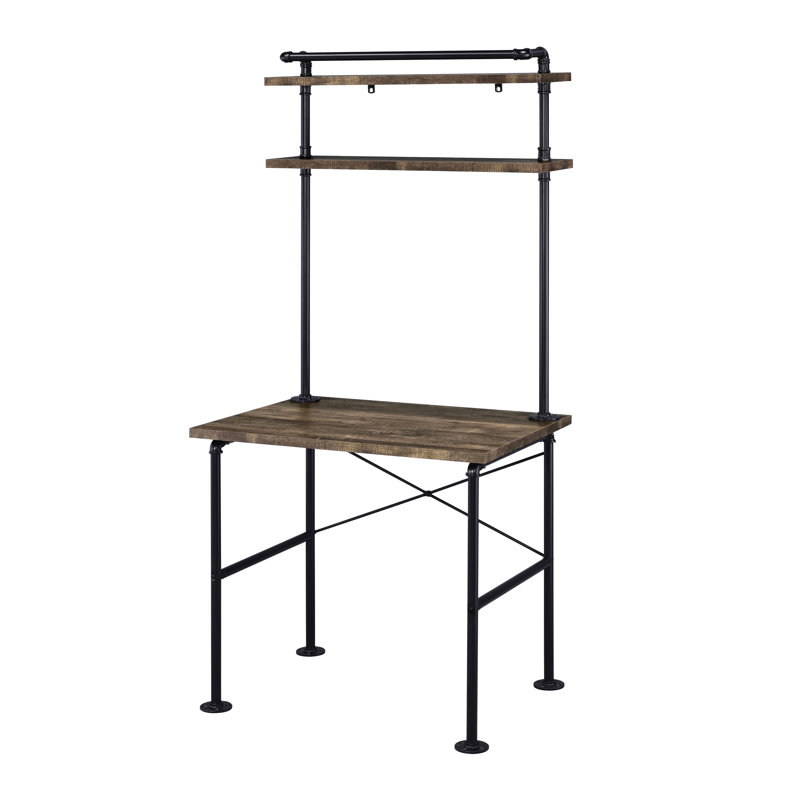 Bureau en métal avec style rustique et étagères pratiques