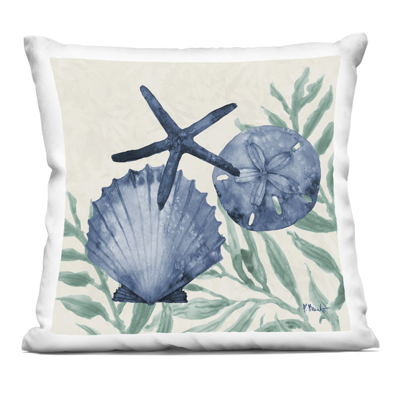 Coussin Coastal Teak Clam Shell, Bleu marine nautique 3