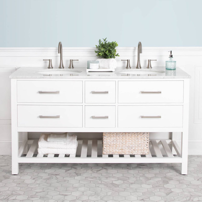 Base de meuble-lavabo double 59 po 59 po, Blanc
