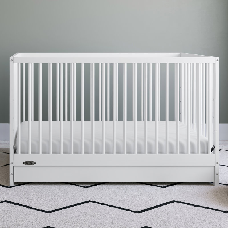 White Pine Wood 5-in-1 Convertible Crib with Drawer