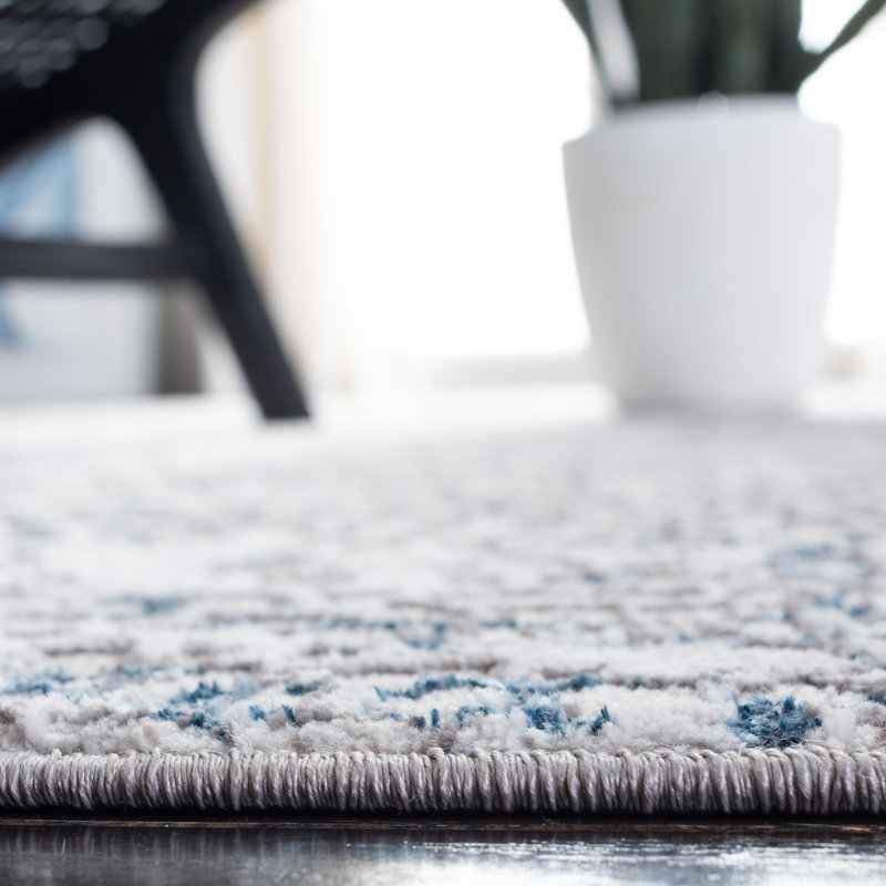Amelia Grey and Blue Synthetic Easy Care Area Rug