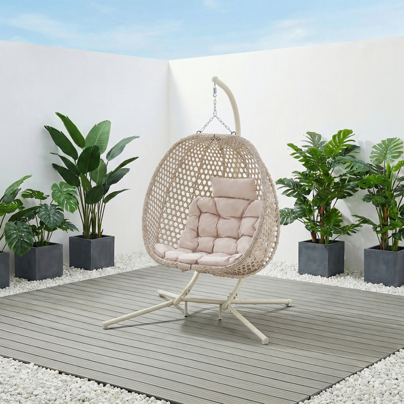 COMO HANGING RATTAN EGG CHAIR, Beige