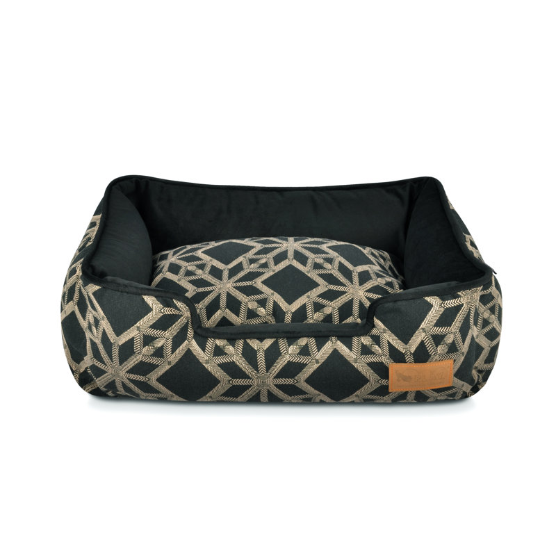 Solstice Bolster Lounge Dog Bed, Black, Small (7" H x 19" W x 24" D)