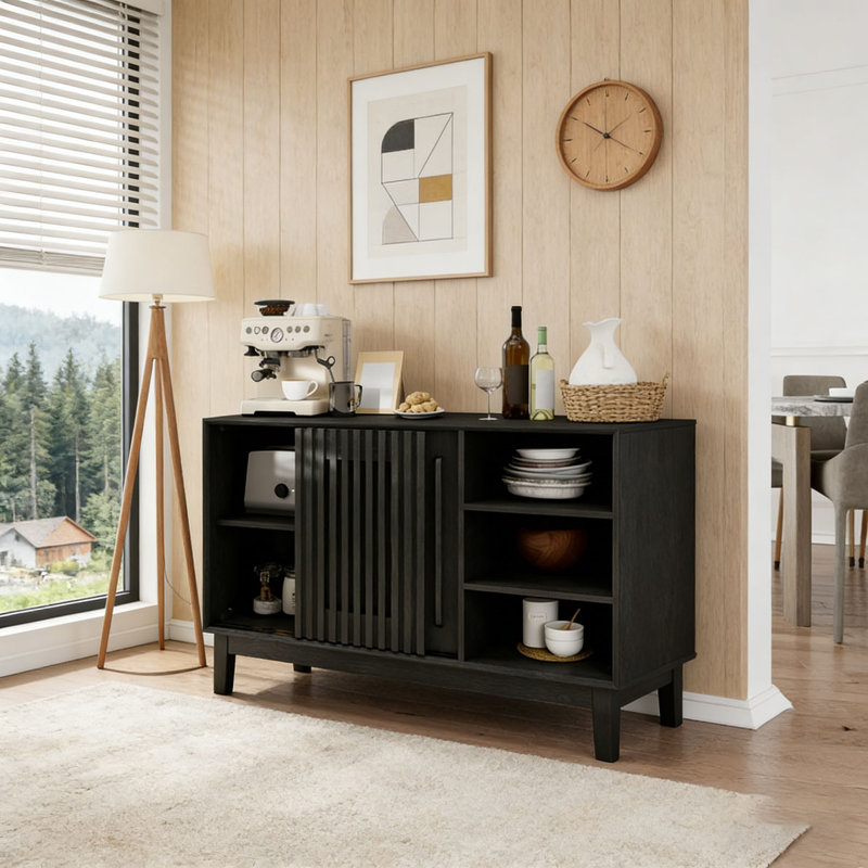 Buffet 47,3 "avec rangement, Noir