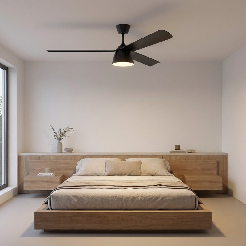 Studio Smart 60 LED Ceiling Fan, Midnight Black