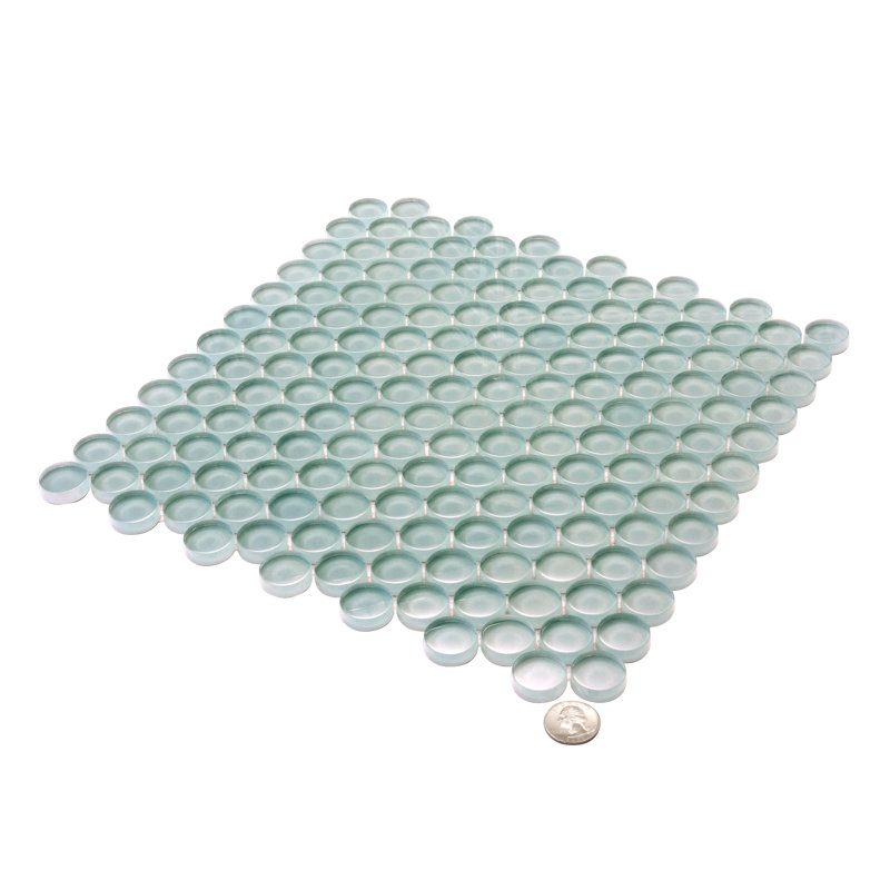 Penny 1 " X 1 " Straight Edge Glass Mosaic Sheet Wall & Floor Tile, Ice