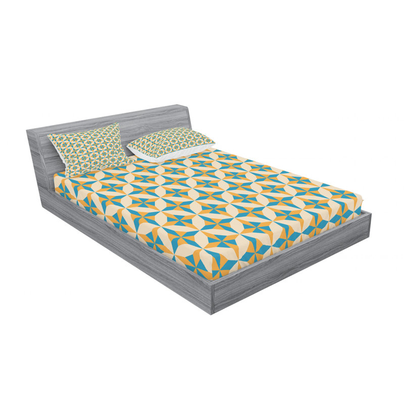 Microfiber Geometric Sheet Set, Full Sheet Set with Fitted Sheet
