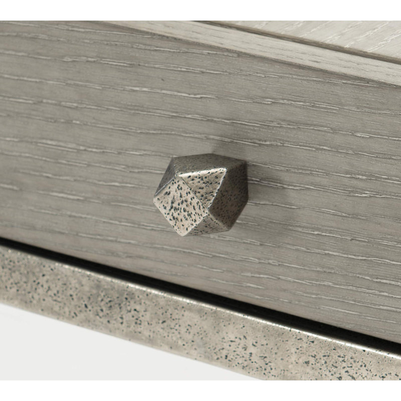 Linea End Table with Storage, Linea - Cerused Greige Finish