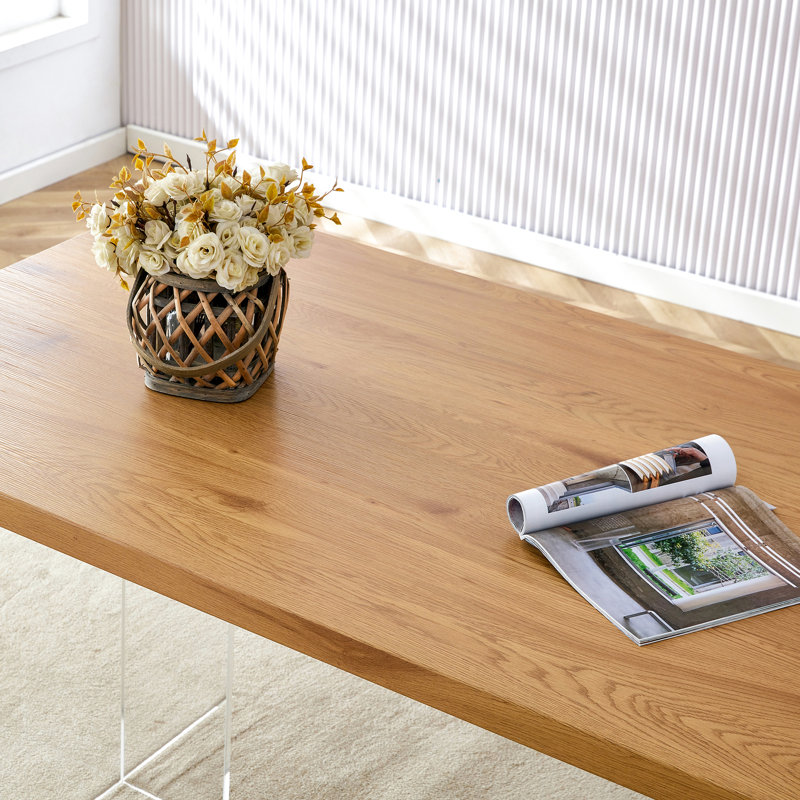 Minimalist Acrylic Legs Wooden Table - Rectangular Computer Desk & Dining For Different Environments Simple Assembly Instructions Modern With Multiple Process