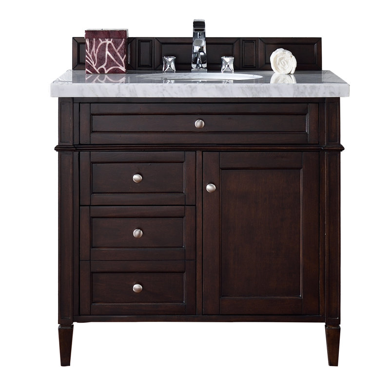 Brittany 36'' W Single Bathroom Vanity Base, Burnished Mahogany