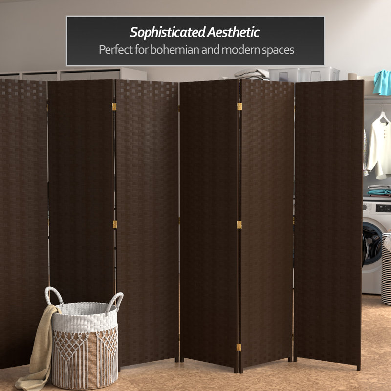 70.75" x 140" 8 Panel Room Divider, 8, Dark Mocha, 70.75" H x 140" W x 0.75" D