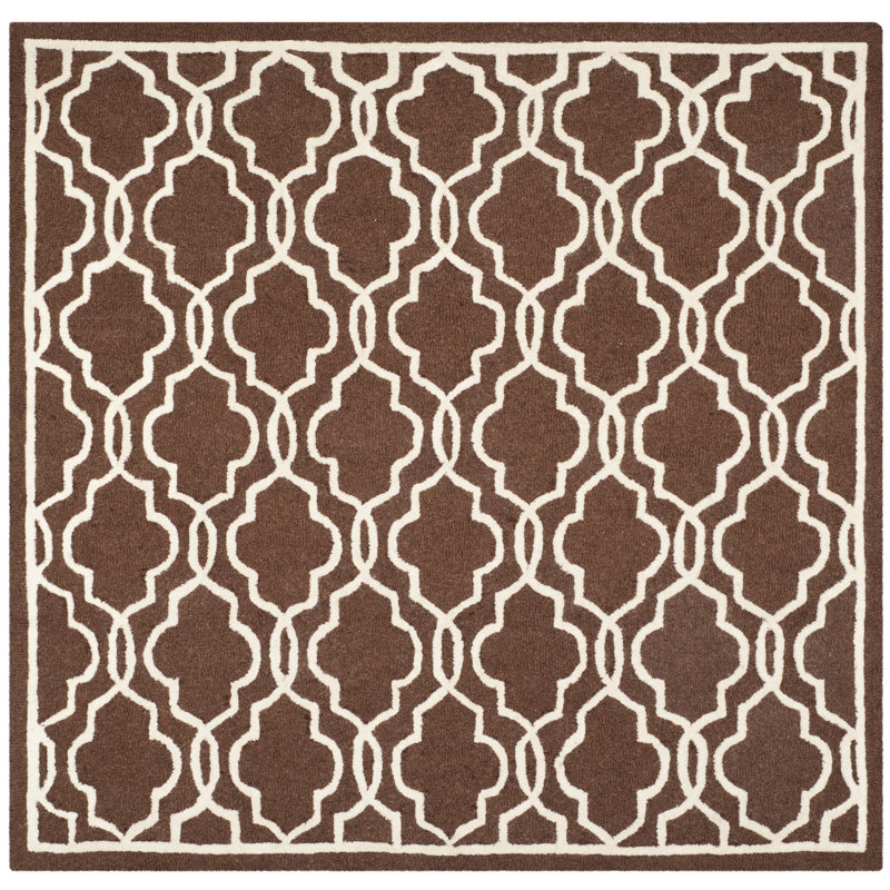 Cannen Hand Tufted Wool Geometric Rug, Square 6'