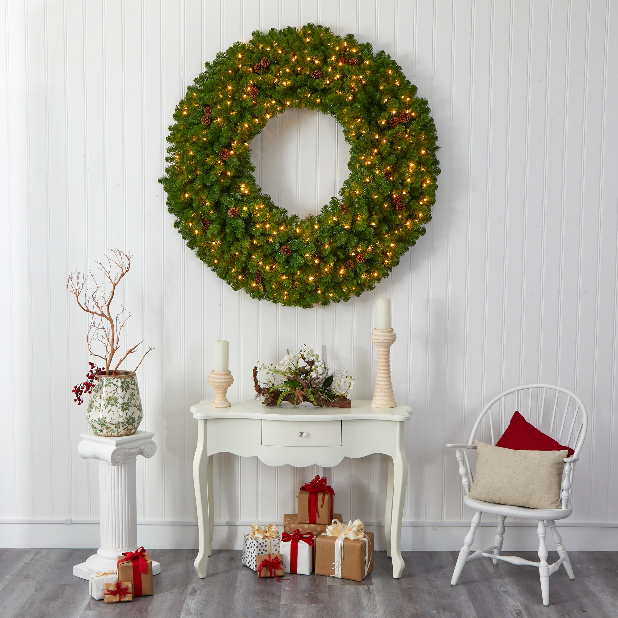 60'' Lighted Wreath, Green